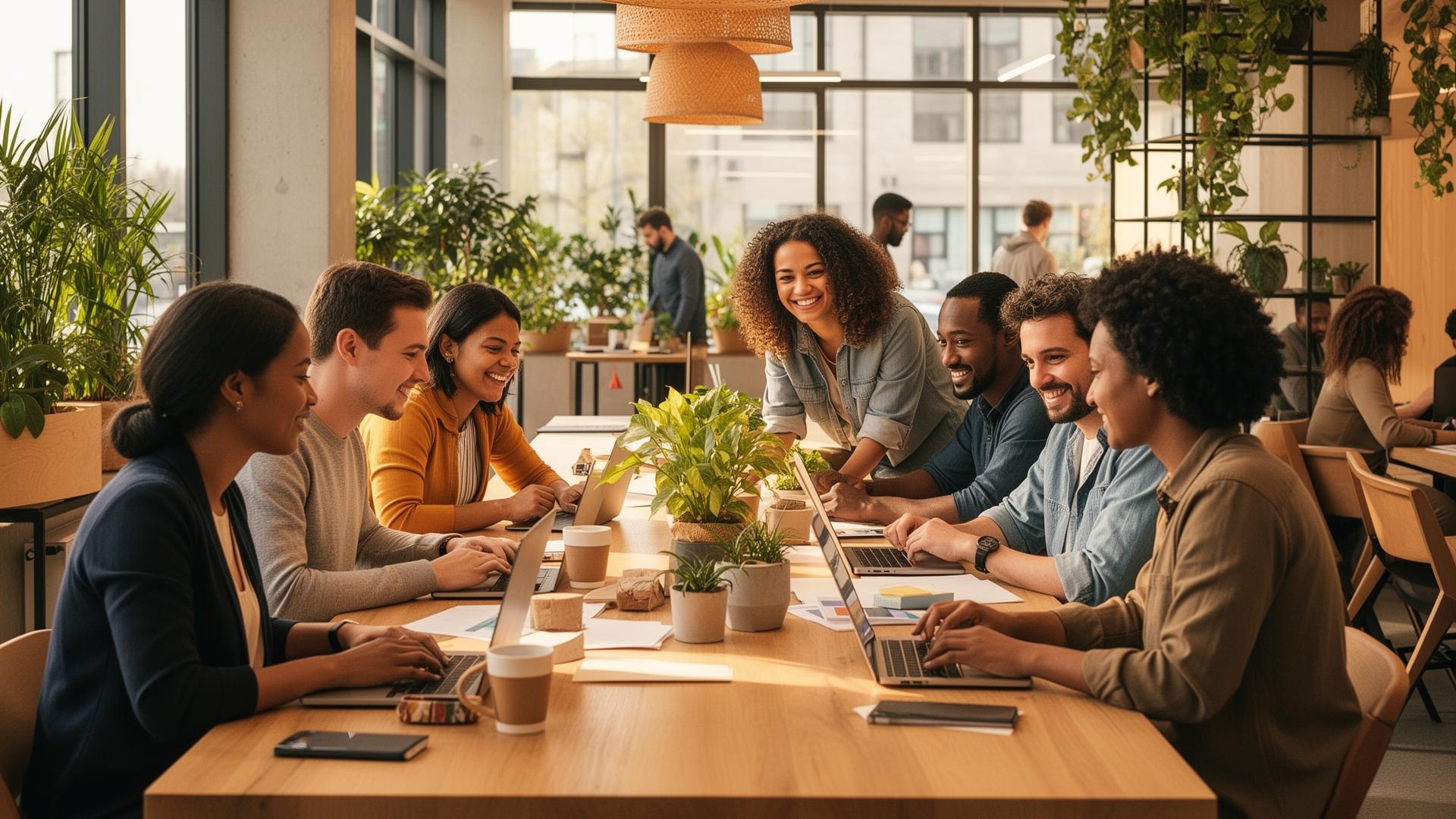 Diverse group collaborating
